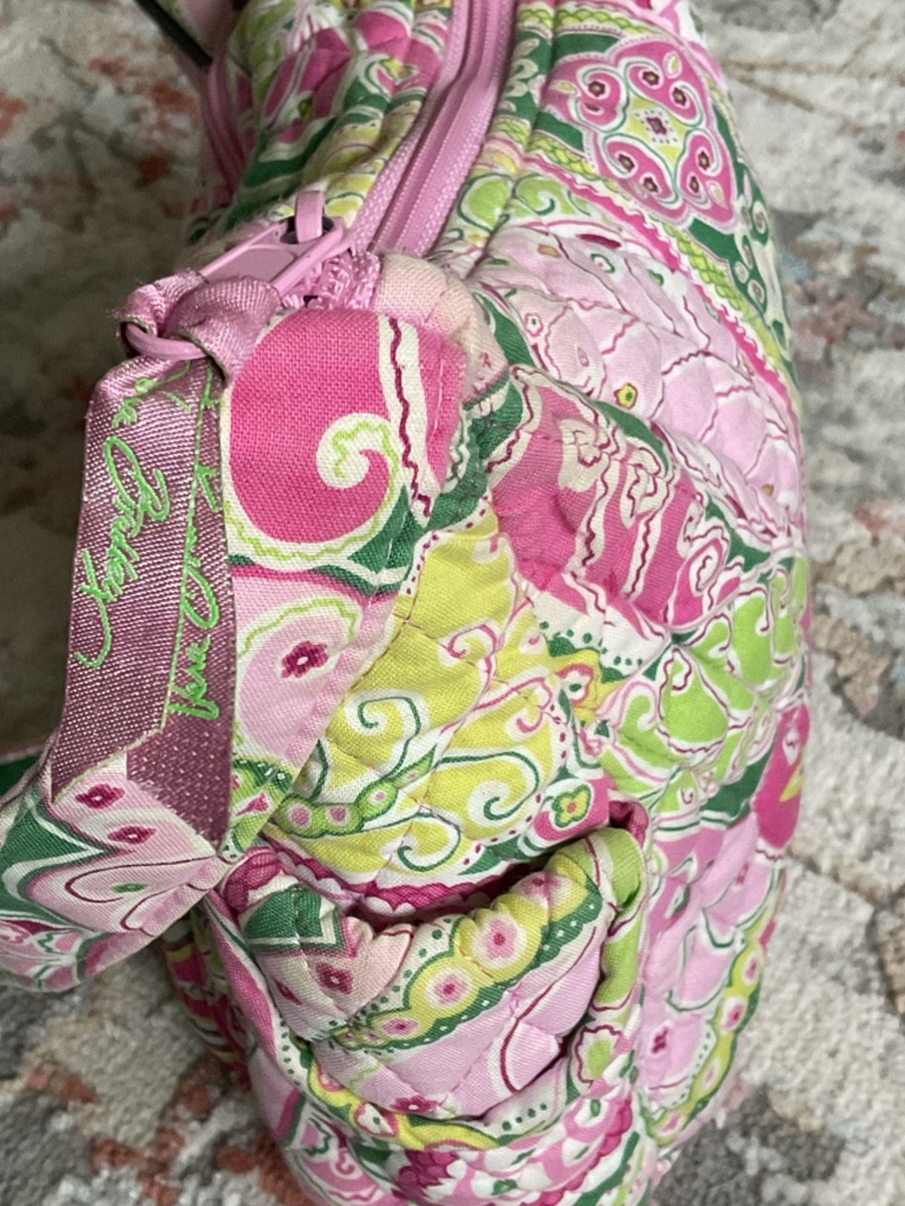 Vera Bradley Pink and Green Quilted Paisley Shoulder Bag - Picture 7 of 12